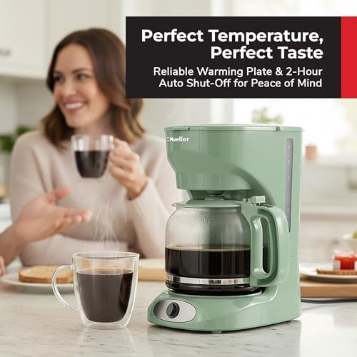 MUELLER HOME 12-Cup Drip Coffee Maker, Green, Borosilicate Carafe - Image 3