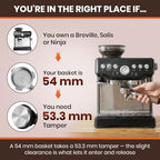 Espresso Tamper 53.3mm – Correct Fit for 54mm Breville/Sage & Ninja Luxe Café – Compatible With Barista Express, Bambino Plus, Solis – Spring Loaded Calibrated Self Leveling Coffee Tamper Tool - Image 2