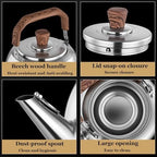 Food Grade 316 Stainless Steel Brushed Satin Teapot, Whistling Heavy Duty Tea Pot, Hot Water Fast to Boil, Seamless Bottom, Suitable for All Heat Sources(6L) - Image 4
