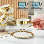 LETAOTAO Espresso Cups and Saucers, 2.5 oz Porcelain Espresso Cups Set of 6 - Image 2