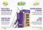 Beast 30 oz Tumbler Stainless Steel Vacuum Insulated Coffee Ice Cup Double Wall Travel Flask (Purple) - Image 2