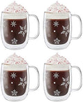 ZWILLING Sorrento Plus 4-pc Double-Wall Glass Snowflake Coffee Mugs, 12-oz, 355ml by Zwilling
