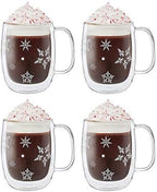 ZWILLING Sorrento Plus 4-pc Double-Wall Glass Snowflake Coffee Mugs, 12-oz, 355ml by Zwilling