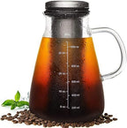 YMMIND Cold Brew Iced Coffee Maker 34oz, Brewed Coffee Pot with Removable Double Mesh 304 Stainless Steel Filter, BPA-Free Cold Brew Pitcher Glass Container, Tea Maker by YMMIND