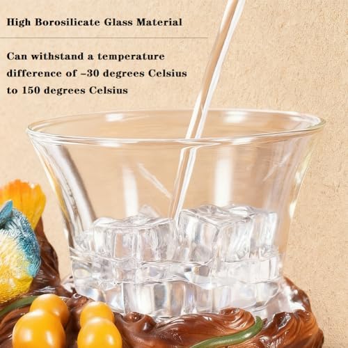 Lazy Kungfu Glass Tea Set Heat Resistant Semi Automatic Drip Rotating with Infuser Magnetic Teapot Set for Gongfu Tea Making Ideal (Gourd Bird) - Image 4