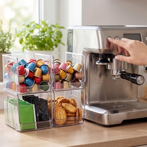 4 Pcs Clear Plastic Storage Bins Stackable Pantry Organizer - Image 5