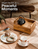 TINAMO Acacia Wooden Tea Box Organizer with Drawer for Tea & Coffee Storage - Image 6