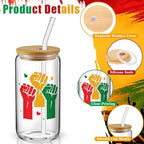 6 Pcs Juneteenth Glass Cups Celebrate Freedom Party Favors Gifts Tumbler with Lids and Straws Bulk 16 oz Reusable Can Shaped Drinking Glasses for Juneteenth Party Supplies - Image 3