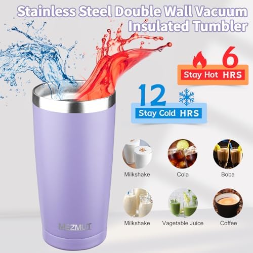 MEZMUT 20oz Insulated Tumbler Cup Travel Coffee Mug with Lid(Purple,6 Pack) - Image 2
