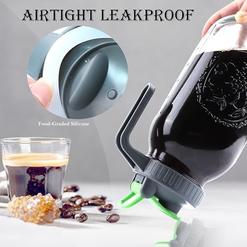 Cold Brew Coffee Maker 64 Oz Mason Jar Iced Tea Pitcher With Strainer 2 Set Half Gallon Glass Pitcher With Spout Lid 2 Quar Water Jug For Fridge Beverage, Sun Tea, Hot Cold Brew, Lemonade, Juice - Image 4