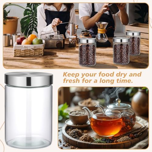 6 Pcs 34oz Clear Canisters Set for Kitchen, Glass Jars with Lids - Image 6