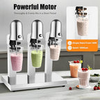 3 Heads Mixer, 110V 18000RMP Electric Maker Machine Commercial Machine with 3 x 800ml Cup, Milk Frother Mixer for Milk Drink Tea Juice (3-Head) - Image 2
