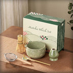 Matcha Whisk Set, Ceramic Matcha Set, 6 Pcs Matcha Kit Includes Matcha Bowl, Matcha Whisk with Holder, Bamboo Scoop, Scoop Rest, Sifter, Ceremonial Matcha Tea Set, Perfect Gifts, Green - Image 4