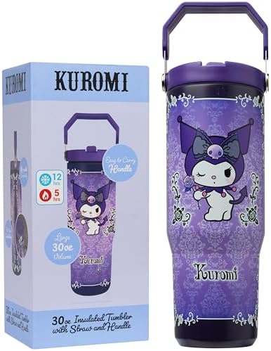 Get Trend Hello Kitty Sanrio Tumbler Stainless Steel with Straw 30oz Girls Teens Insulated Cup with Lids, Kuromi Travel Mug, Kawaii Gifts for Girls (Purple Kuromi) by GetTrend