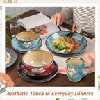 Qinyoung 16 Pcs Dinnerware Set Reusable Kitchen Bowls Plates and Mugs Set Ceramic Bowls Deep Plates Coffee Mugs Dishwasher, Microwave, Oven Safe for Breakfast Lunch Dinner Tea Party, Service for 4 - Image 6