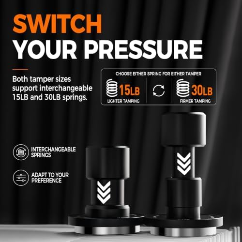 IKAPE 39MM V6 Impact Espresso Tamper with Sound Feedback, 15lb/30lb Interchangeable Springs, Espresso Low-Profile Tamper with Triple-spring System, Fits 39mm portafilters - Image 4