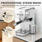 AYCHIRO 20 Bar Espresso Machine, Semi-Automatic Espresso Maker with Milk Frother Wand, Compact Stainless Steel Coffee Machine for Latte & Cappuccino, 37.2 oz Removable Water Tank - Image 5