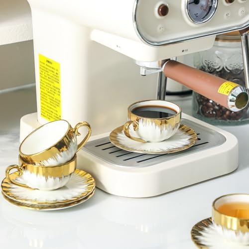 LETAOTAO Espresso Cups and Saucers, 2.5 oz Porcelain Espresso Cups Set of 6 - Image 6
