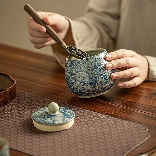 Tea Tins Canister Small Sealed Jar Retro Zen Loose Leaf Tea Storage Jar Chinese Vintage Ru Kiln Storage Jar Tea Storage Containers - Image 6