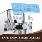 AMZCHEF Espresso Machine, Auto Milk Frother, 20 Bar Pressure, Silver - Image 6