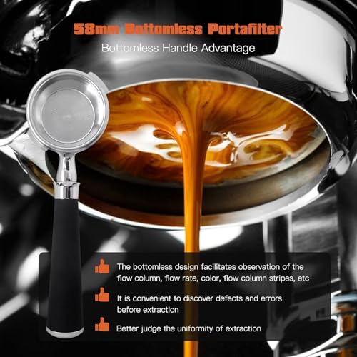 Professional Bottomless Portafilter for Gaggia 58mm Machines - Stainless Steel & Anodized Aluminum Construction w/Included Basket - Image 4