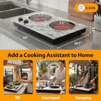 CUSIMAX Hot Plate, 1800W Double Burner Hot Plate for Cooking, White Marble - Image 5