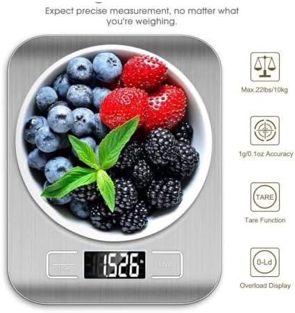 10kg Digital Kitchen Scale, Stainless Steel Electronic with Tare Function, LCD Display for Coffee Brewing, Baking, and Cooking(Pink) - Image 5