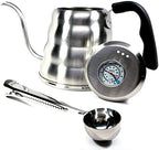 Pour Over Coffee Kettle with Thermometer 1.2L - Gooseneck Hand Grip - Premium Stainless Steel - Bonus Coffee Scoop by Unknown