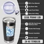 20oz Tumbler Insulated Coffee Tumblers with Lid Stainless Steel Black 8P - Image 3