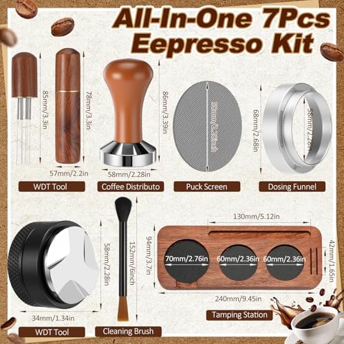 7 Pcs Espresso Accessories Tamper Set WDT Tool Barista Kit 58 mm - Image 2