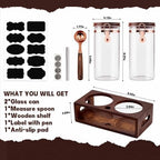 2 x 60Oz Coffee Container, Glass Coffee Bean Storage with Scoop & Wood Rack - Image 7