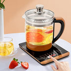 Electric Glass Kettle，1.8 L Portable Hot Water Kettle，Black Food-Grade Stainless Steel Water Maker, Electric Health Pot with Tea Infuser Egg Steamer for Fragrant Tea, Coffee - Image 2