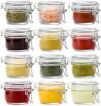 4oz Mini Airtight Glass Jars with Clamp Lid - Small Spice, Jam & Honey Jars for Kitchen Pantry Storage, Cute Clear Sauce Containers for Seasoning, Sugar, Salt, Wedding & Party Favors by Snaiio