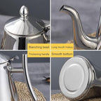 Silver,1.0L,Coffee Tea Pot, Stainless Steel Pour Over Kettle Gooseneck Spout Teapot Coffee Pot with Filter, Large Capacity Polished Teapot Kettle for Home Hotel Cafe Bar Restaurant - Image 3
