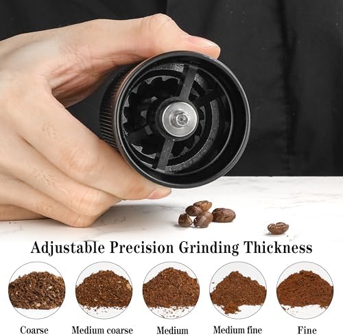 Manual Coffee Grinder with Stainless Steel Conical Burr, Hand Coffee Grinder with External Adjustable Grind Setting for Espresso (Black) - Image 4