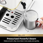 CHULUX Slim Espresso Machine with Milk Frother for Home Latte, White & Gold - Image 3