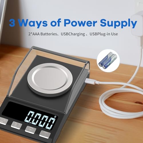 Digital Milligram Scale 100g/0.001g rechargeability, High Precision Portable Jewelry Scale, Powder Scale, Micro Scale for Powder Medicine, Gold, Gem, Reloading, Calibration Weight - Image 6