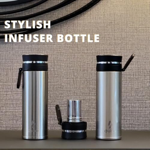 Ozizo 2 Pack Tea Infuser Bottle for Loose Leaf Tea | 18 oz Stainless Steel Herbal Infuser Travel Mug | Water Bottle with Infuser Set | Double Wall Insulated Drinking Cup with Strainer | Blue - Image 6