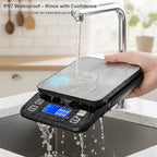 Waterproof Digital Kitchen Scale 0.1g/0.001oz Precision, Stainless Steel Electronic Scale with 3 Power Options (Rechargeable/AAA/Built-in), 10 Units Conversion, Smart Standby, 5kg/11lb Capacity - Image 2