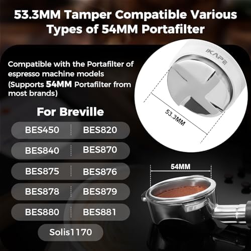 IKAPE Coffee Products, 53mm Coffee Distributor & Hand Tamper, Adjustable Depth Espresso Distributor Fits All 53mm Espresso Portafilter, Compatible with 54MM Breville Bottomless Portafilter (White) - Image 2