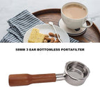 Generic 58mm Coffee Portafilter Stainless Steel Bottomless Design for Barsetto Coffee Machine Accessories 3 Ears Hypoallergenic Durable (Style 1) - Image 2