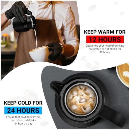 Small Insulated Coffee Carafe, 27 oz, Keeps Hot for 12H, Black - Image 2
