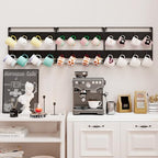 IBUYKE Coffee Mug Holder Wall Mounted,Set of 3,24 Hooks,Black TBJ005B-3 - Image 2