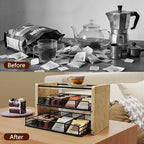 3-Tier Wooden Tea Bag Organizer & Storage Station with 16 Compartments Tea Bag Holder for Kitchen Countertop, Office, Tea Station - Image 3