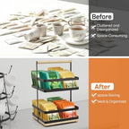 Tea Bag Organizer, 2-Tier 360° Rotating Tea Bag Holder Organizer, 8-Baskets Tea Holder Accessories Holds 120+ Tea Bags, Gift for Decor Kitchen, Cabinet, Bar Countertop Storage - Image 6