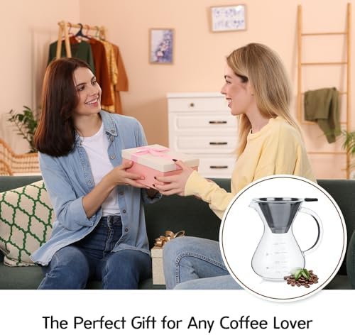 Pour Over Glass Coffee Maker, 13oz Borosilicate Glass Carafe - Image 5