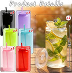 16oz Acrylic Tumblers Cups with Lids and Straws, 20 Pack Plastic Mason Jars Iced Coffee Drinking Glasses for Park Picnic, Poolside, Party Giveaways, Jelly Color - Image 2