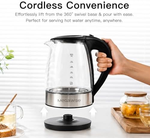 MEGAWISE 1.8L Glass Electric Kettle, Auto Shut-Off, Boil-Dry Protection - Image 4