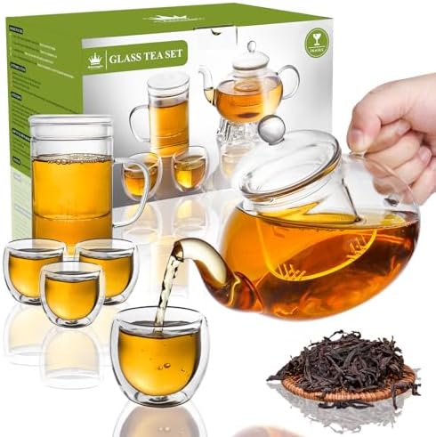 2-IN-1 Glass Tea Sets for Adults, Gifts for Tea Lovers by Almagic