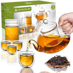2-IN-1 Glass Tea Sets for Adults, Gifts for Tea Lovers by Almagic